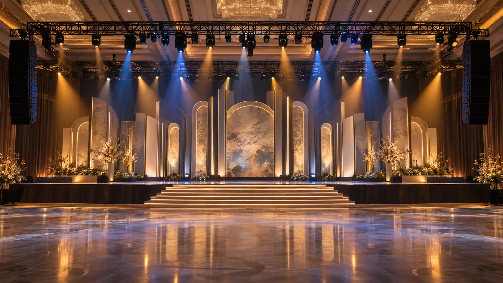Event lighting company briefing before a show