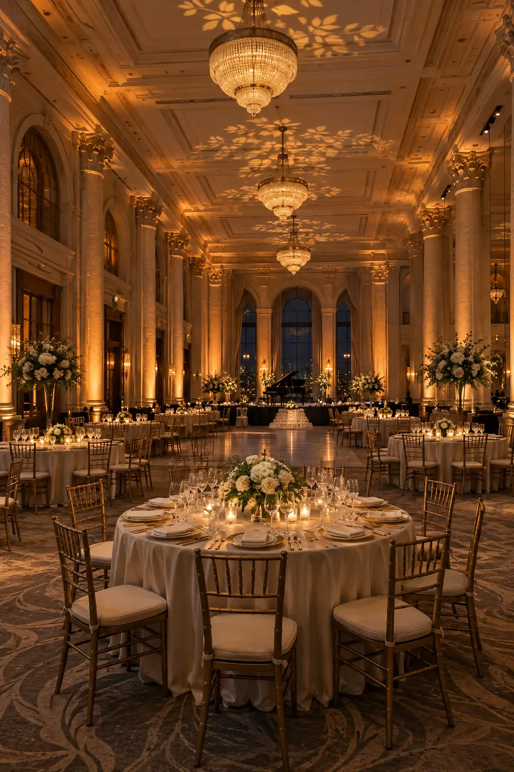 Event lighting installed across a venue